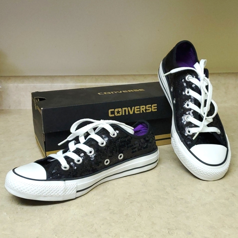 Black Sequin Converse All Star Low Top Sneakers
